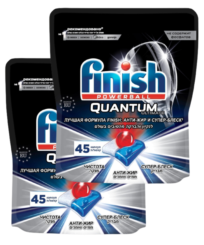 фото Капсулы для посудомоечной машины finish quantum ultimate, 45шт х 2 упаковки