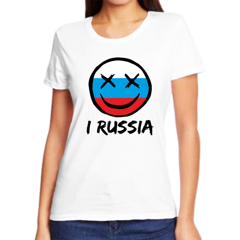 

Футболка женская NoBrand с надписью Россия I Russia белая 4XL, Белый, fzh_73