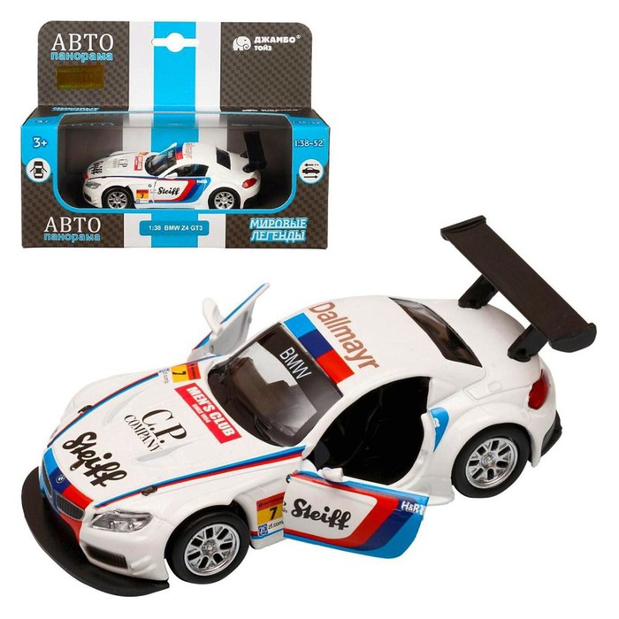 

Машина металлическая BMW Z4 GT3 1:38, инерция, открываются двери, цвет белый