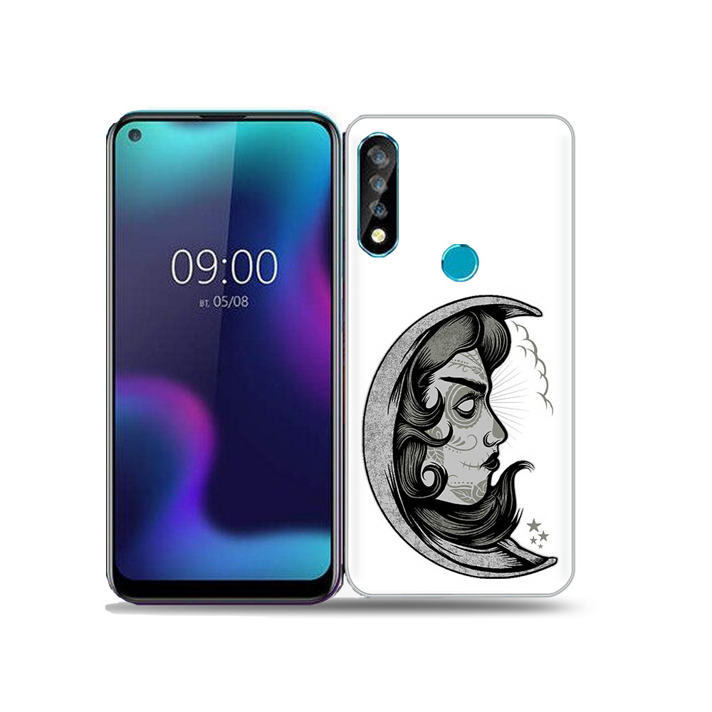 

Чехол MyPads Tocco для BQ 6424L черно белая луна с лицом, Прозрачный, Tocco