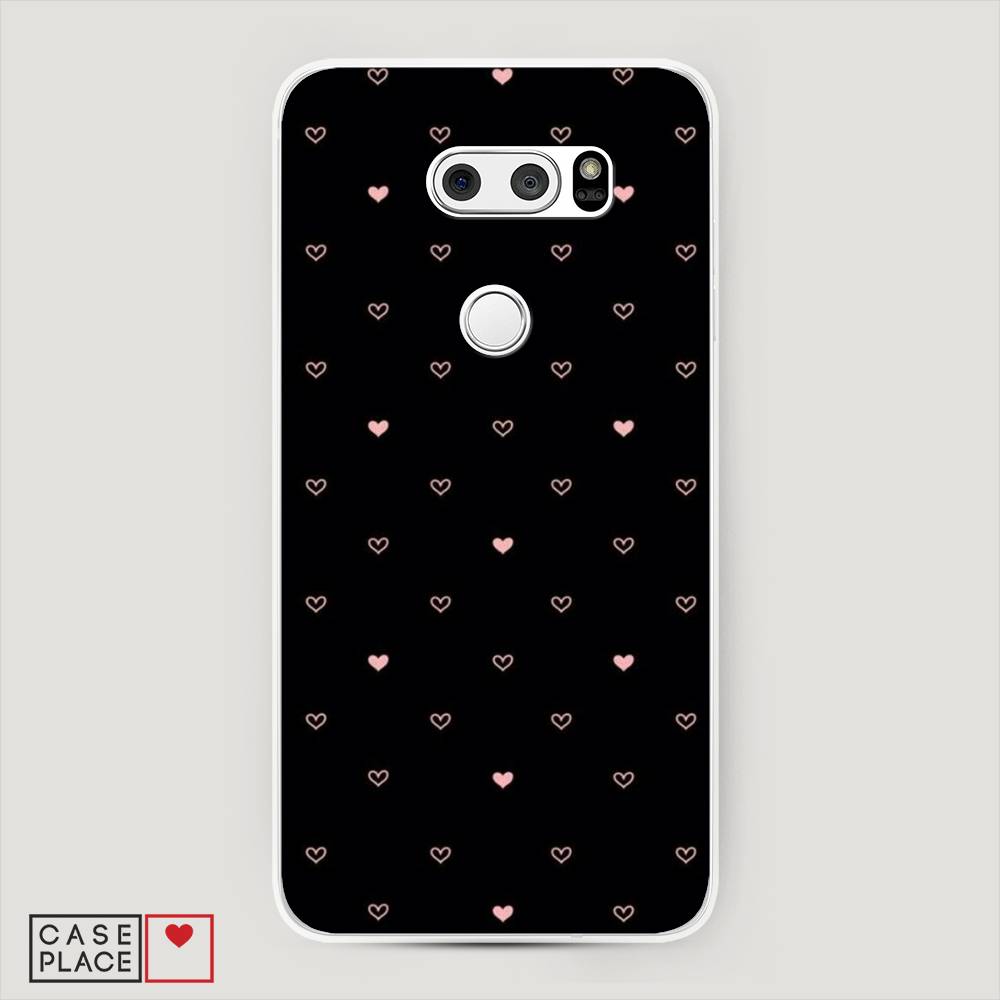 

Чехол Awog на LG V35 ThinQ "Черный фон и сердечки", Розовый;серый;черный, 83650-3