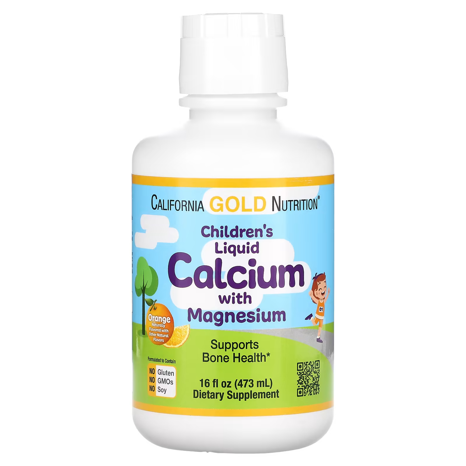 Купить Children's Liquid Calcium with Magnesium (Апельсин) 473мл, Кальций с магнием California Gold Nutrition Children's Liquid Апельсин жидкий 473 мл