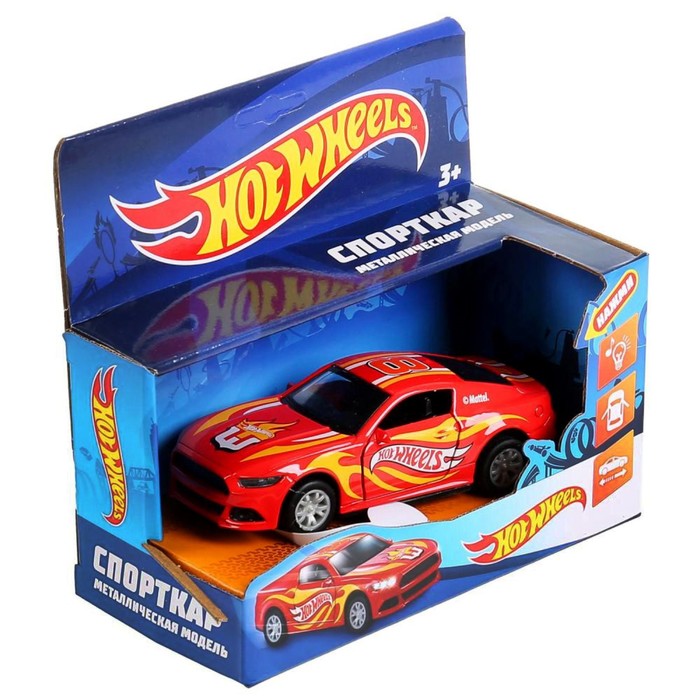 

Машина металлическая «Hot Wheels спорткар» 12 см, открываются двери, инерция, световые и з, Разноцветный