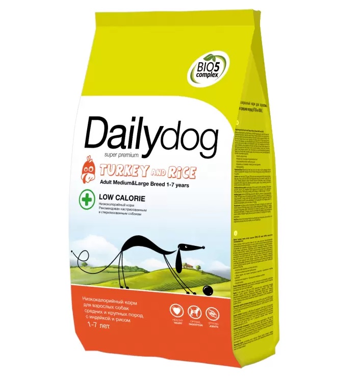 фото Сухой корм для собак dailydog adult medium-large breed low calorie, индейка и рис, 3кг