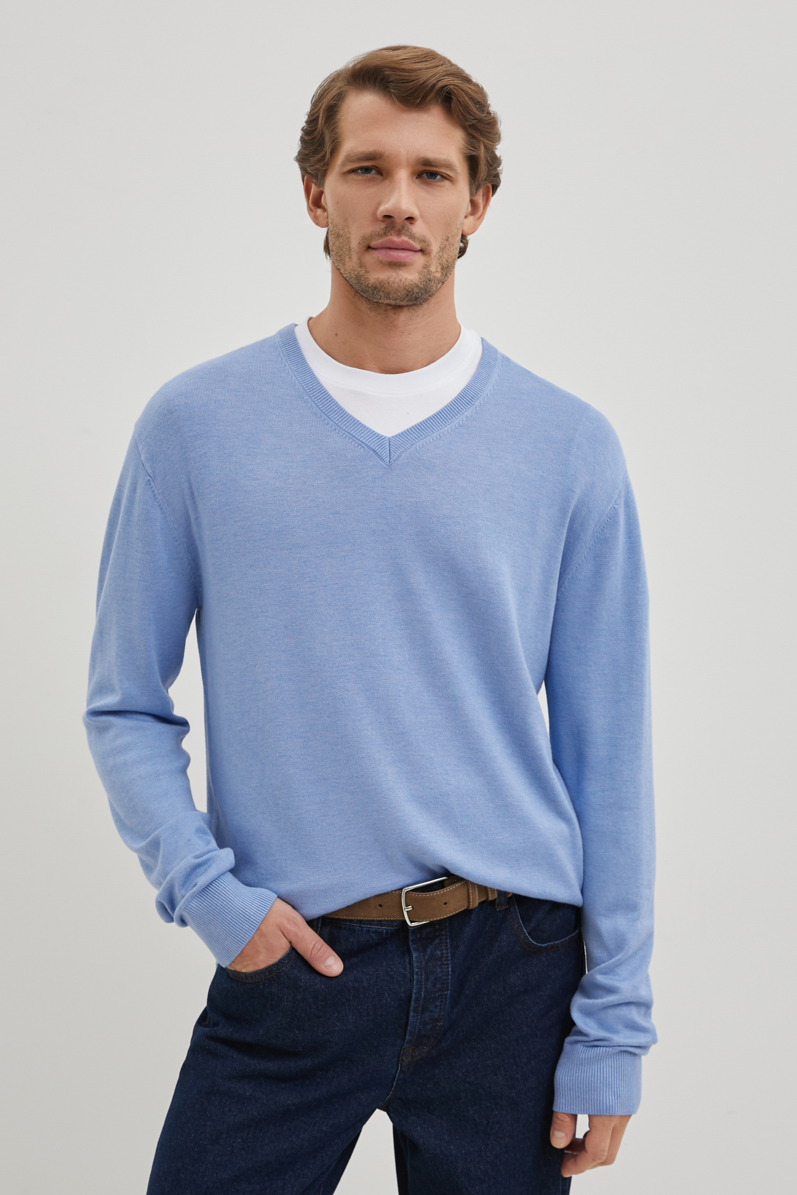 Пуловер мужской Finn Flare BAS-20125 голубой L