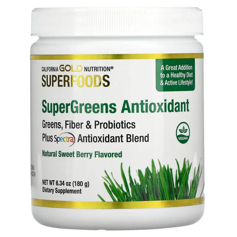 

California Gold Nutrition Supergreens Antioxidant, Sweet Berry, 6.34 oz (180 g), Supergreens Antioxidant, Sweet Berry, 6.34 oz (180 g)