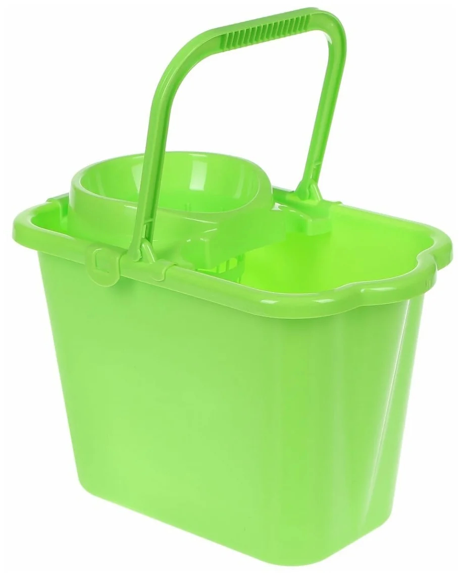Ведро IDEA 9,5 л для уборки с отжимом (сетчатый) пластик 3 шт. зеленое