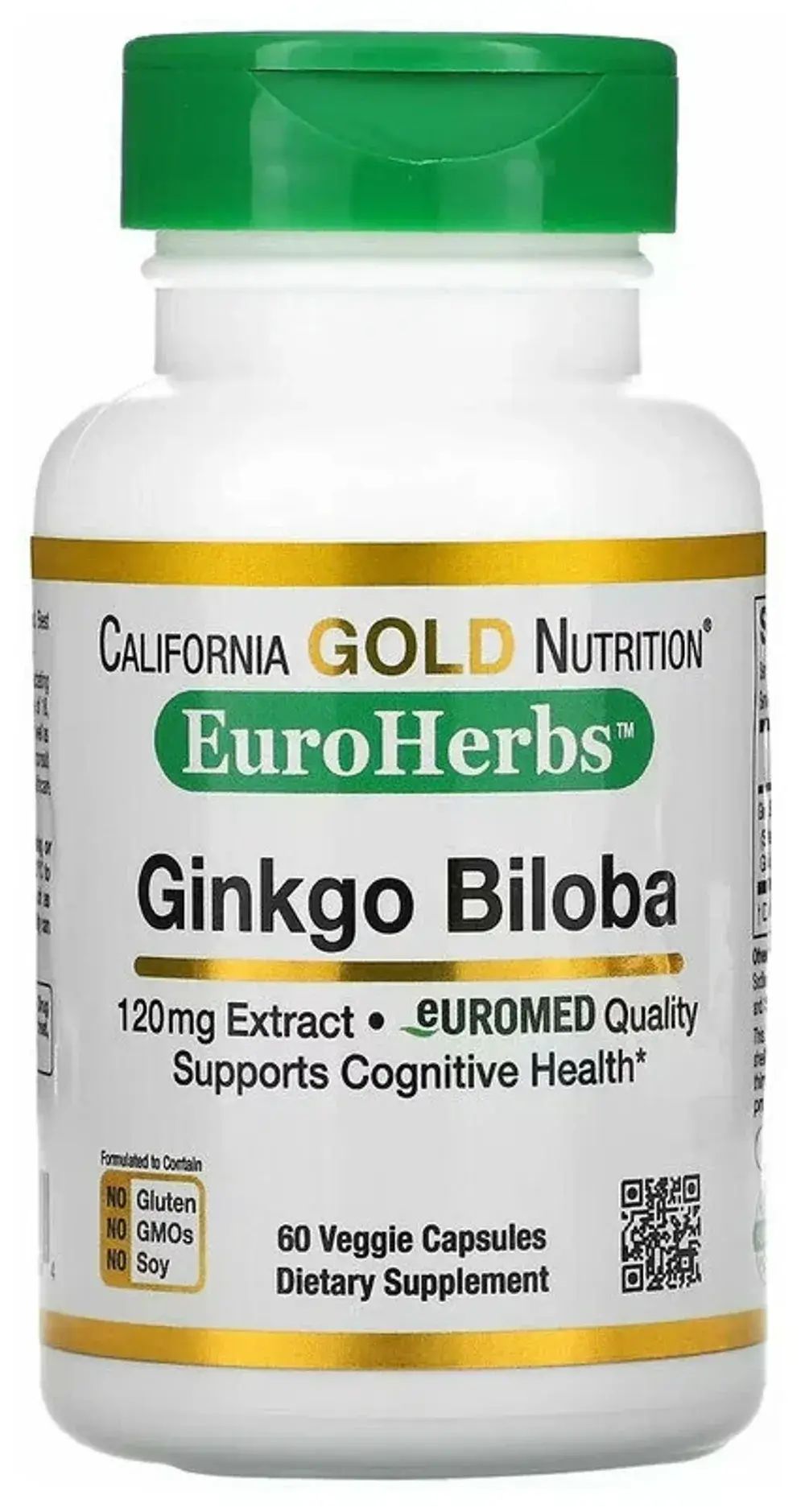 California Gold Nutrition Ginkgo Biloba 120mg, 60 капсул  - купить