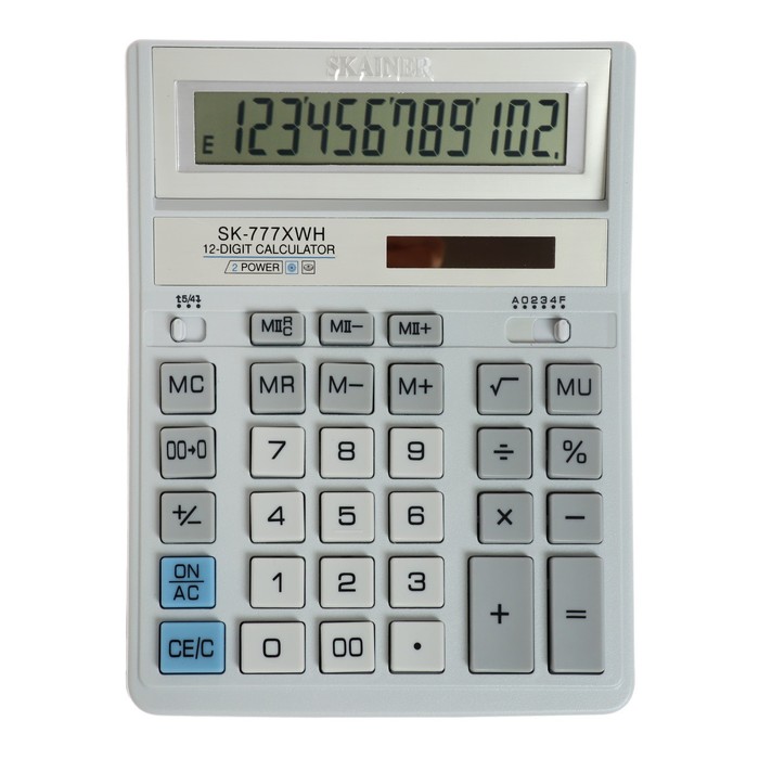 Калькулятор настольный (большой бухгалтерский) 12-разрядный, SKAINER SK-777XWH, двойное пи