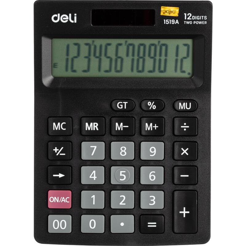 Калькулятор настольный Deli E1519A, 12-разрядный, черный