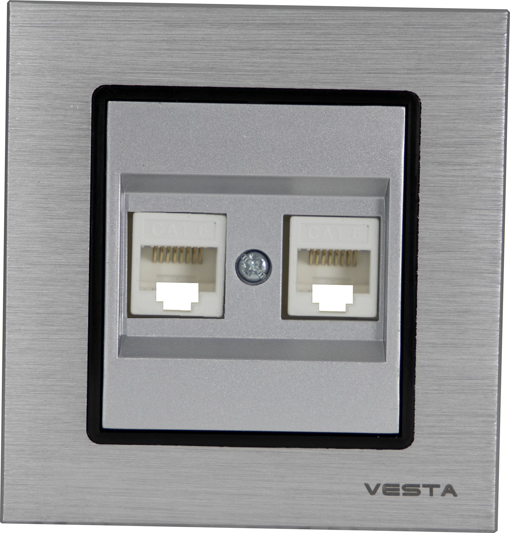 

Розетка Vesta-Electric Exclusive Silver Metallic для сетевого кабеля LAN двойная, Серебристый