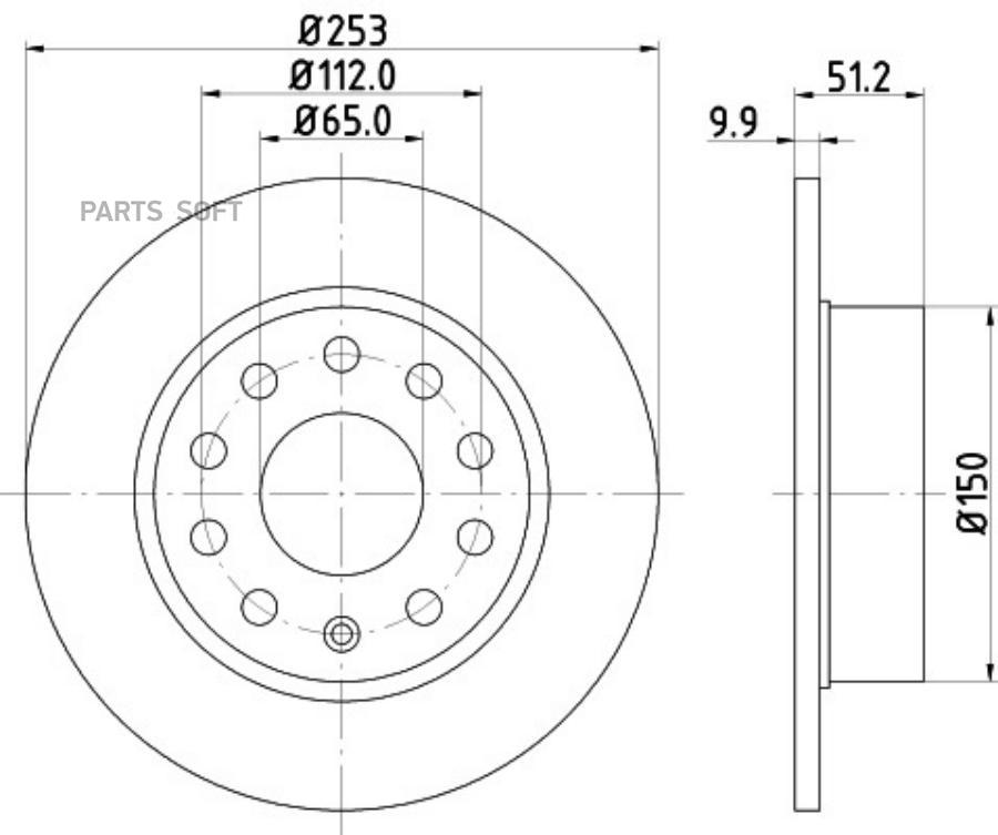 

Тормозной Диск С Покрытием, Задняя Ось HELLA арт. 8DD355109-601