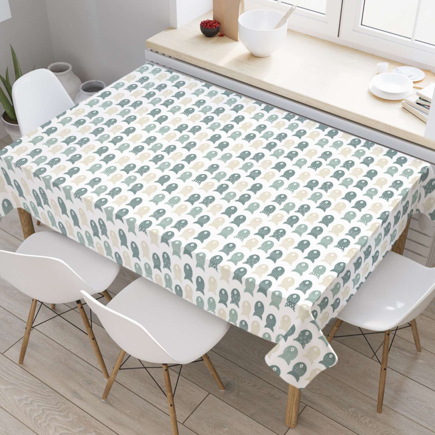 

Скатерть прямоугольная JoyArty "Одинаковые разные рыбки" из оксфорда, 180x145 см, Белый, Одинаковые разные рыбки