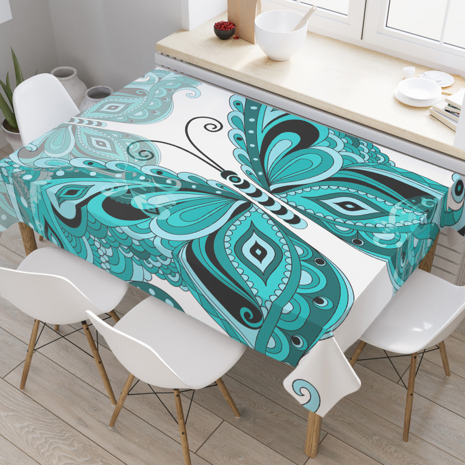 

Скатерть прямоугольная JoyArty "Орнаментальная бабочка" из оксфорда, 180x145 см, Голубой, Орнаментальная бабочка