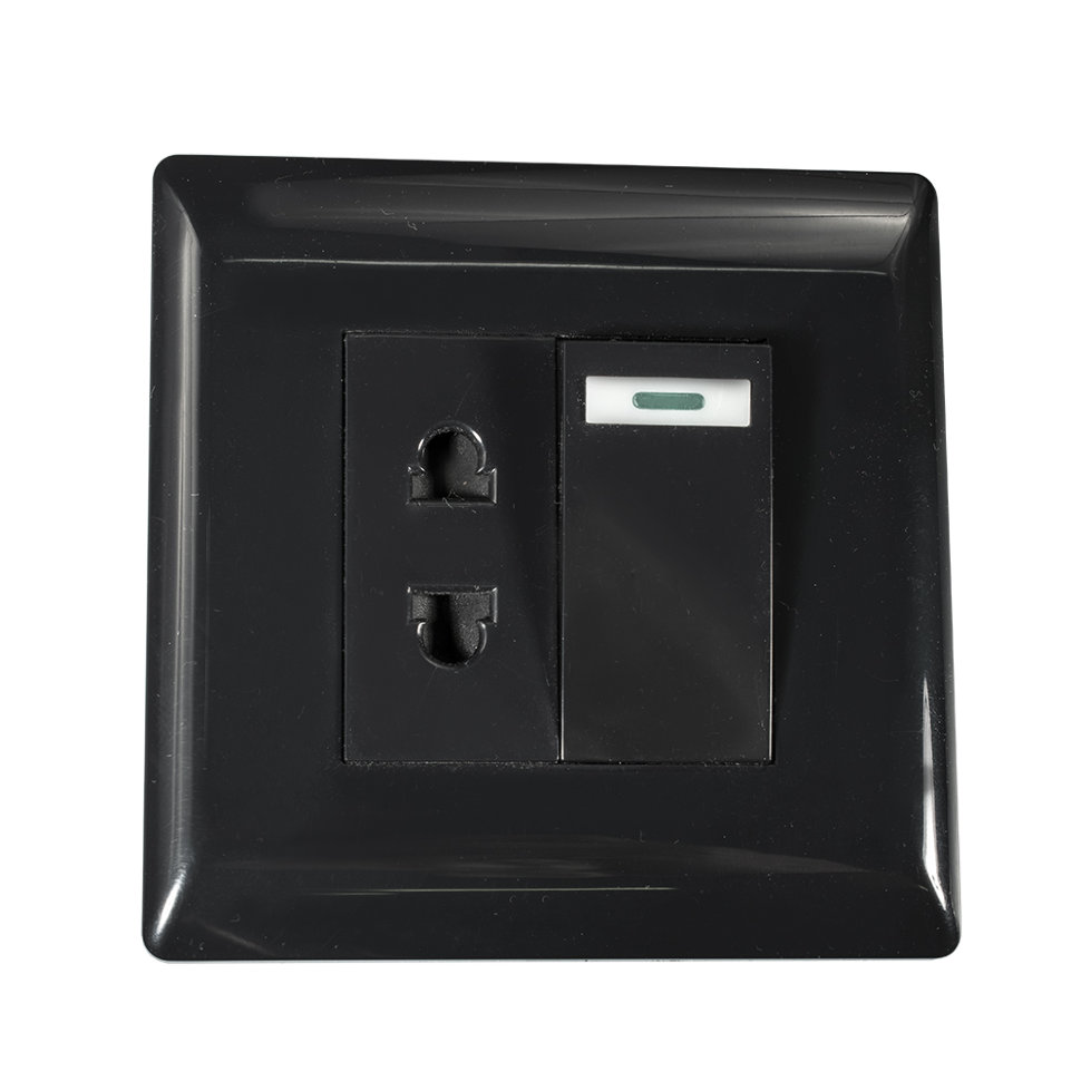 

Выключатель мебельный врезной с розеткой GLS 001-2, 11.800.02.005, черный