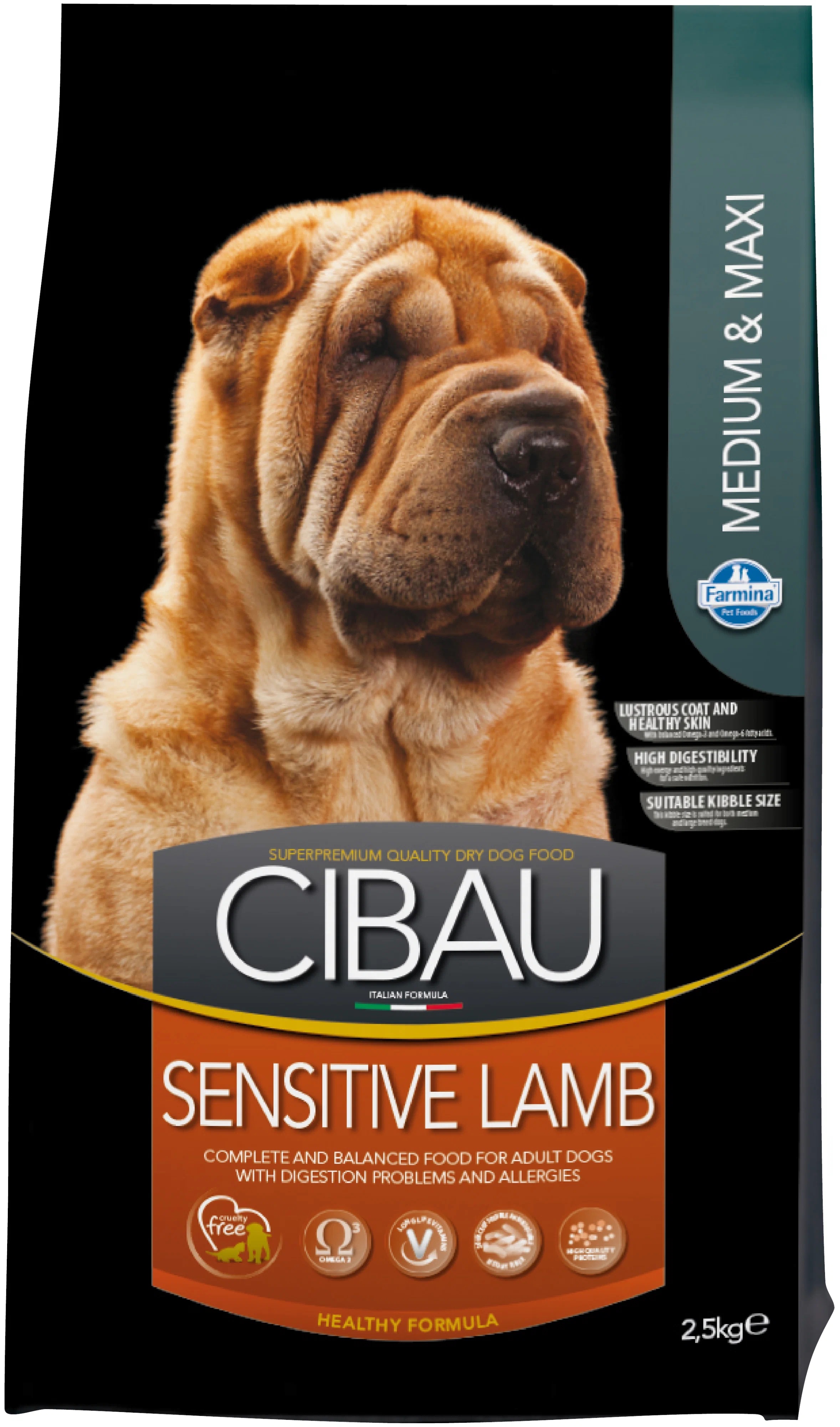 

Сухой корм для собак Farmina Cibau Medium & Maxi Sensitive, ягненок, 2,5кг, Cibau Sensitive Lamb