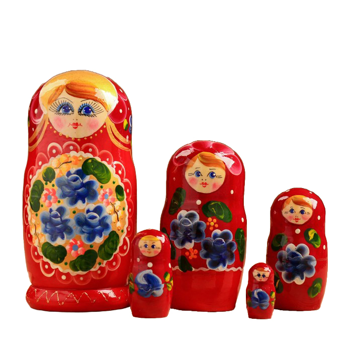 

Матрешка 5-ти кукольная "Дарья" узоры, 14см, ручная роспись, Красный
