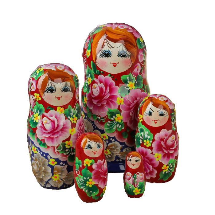 

Матрёшка 5 -ти кукольная "Светлана" розы, 17-18 см