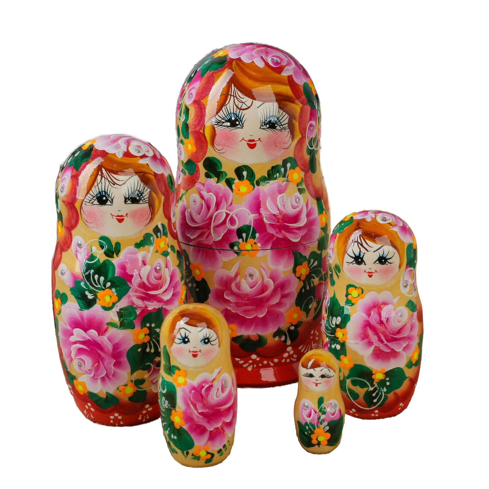 

Матрёшка 5 -ти кукольная "Марина" розы, 17-18 см, Красный
