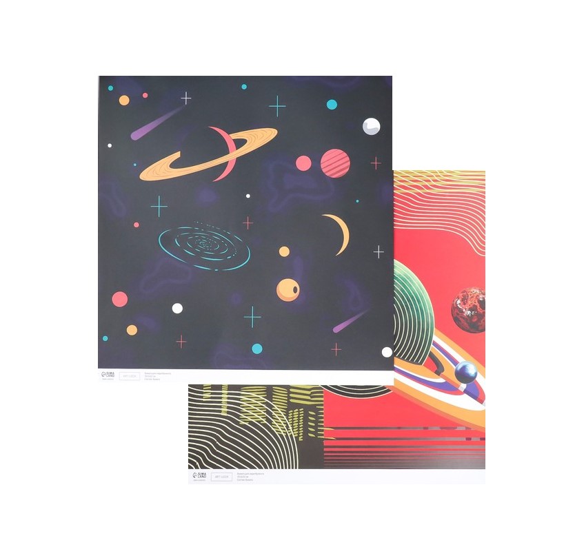 

Бумага для скрапбукинга двусторонняя "Космос" плотность 180 гр 30,5х32 см, Разноцветный