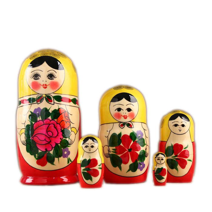 

Матрешка "Россияночка", чёрный платок, 5 кукольная, Красный