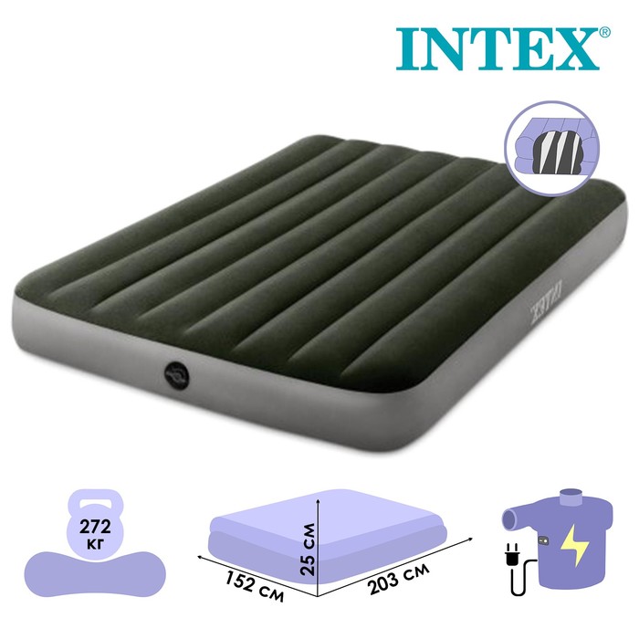 

Надувной матрас Intex Prestige downy bed 64779 203x152x25 см, Серый;зеленый, Prestige downy bed