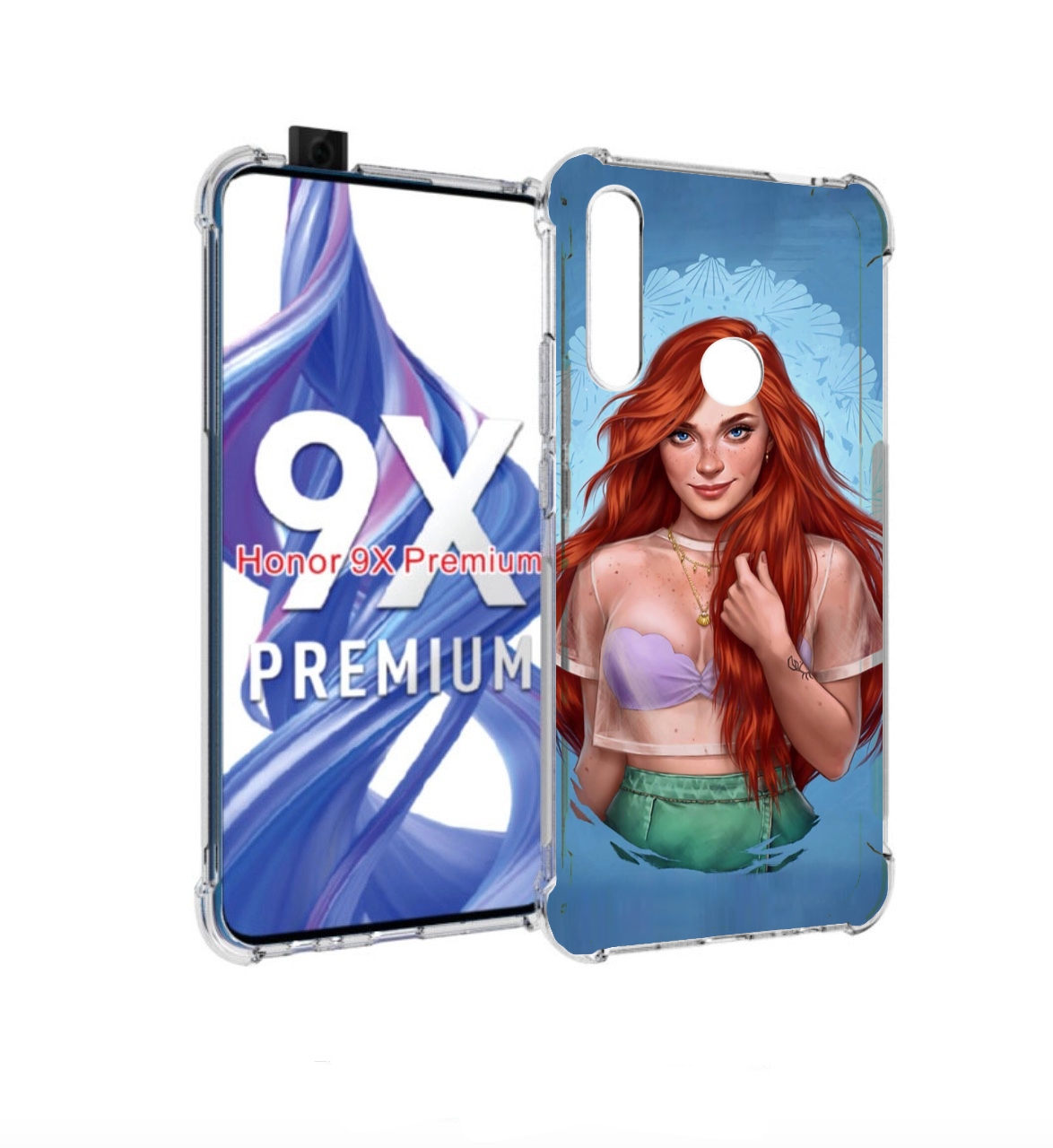 

Чехол бампер MyPads девушка-в-голубом-фоне женский для Honor 9X, Прозрачный, Tocco