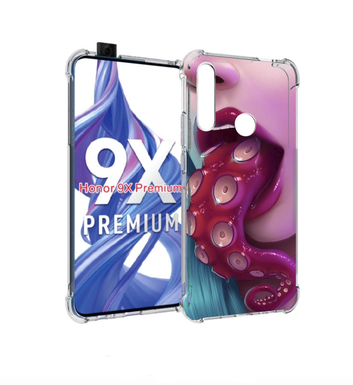 

Чехол бампер MyPads девушка с щупальцой женский для Honor 9X (ST, Прозрачный, Tocco