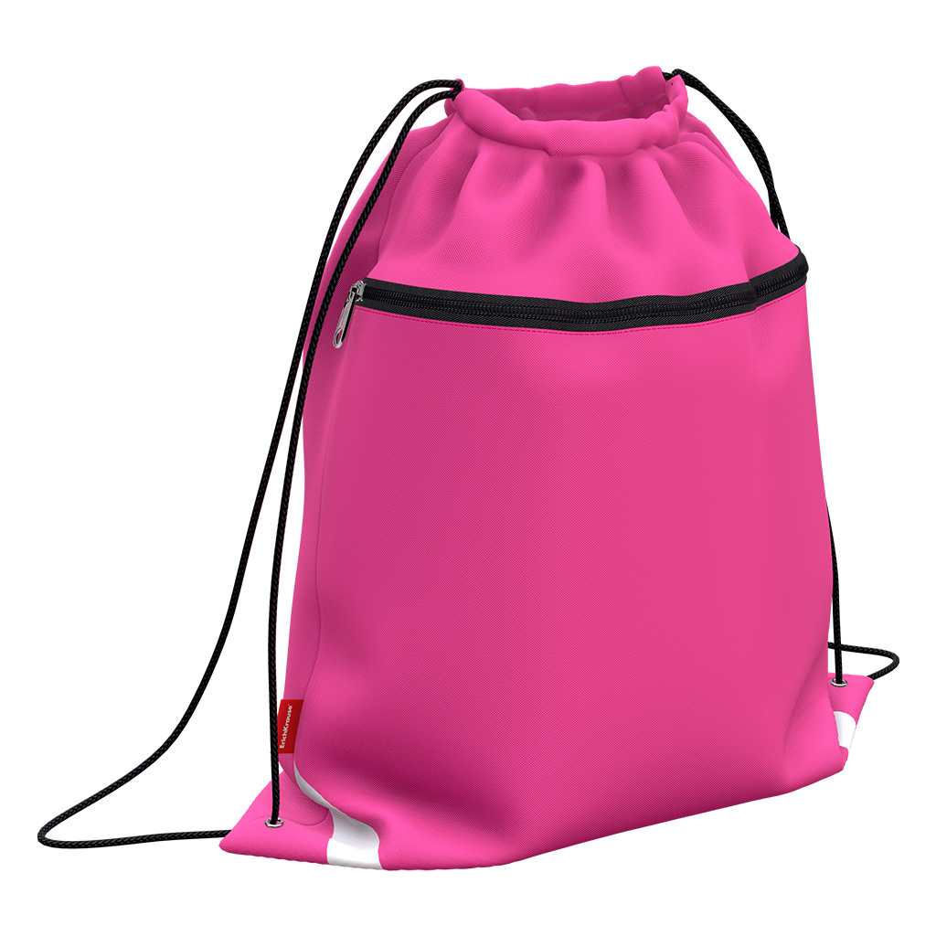 фото Мешок для обуви erichkrause с карманом на молнии 500х410мм neon pink