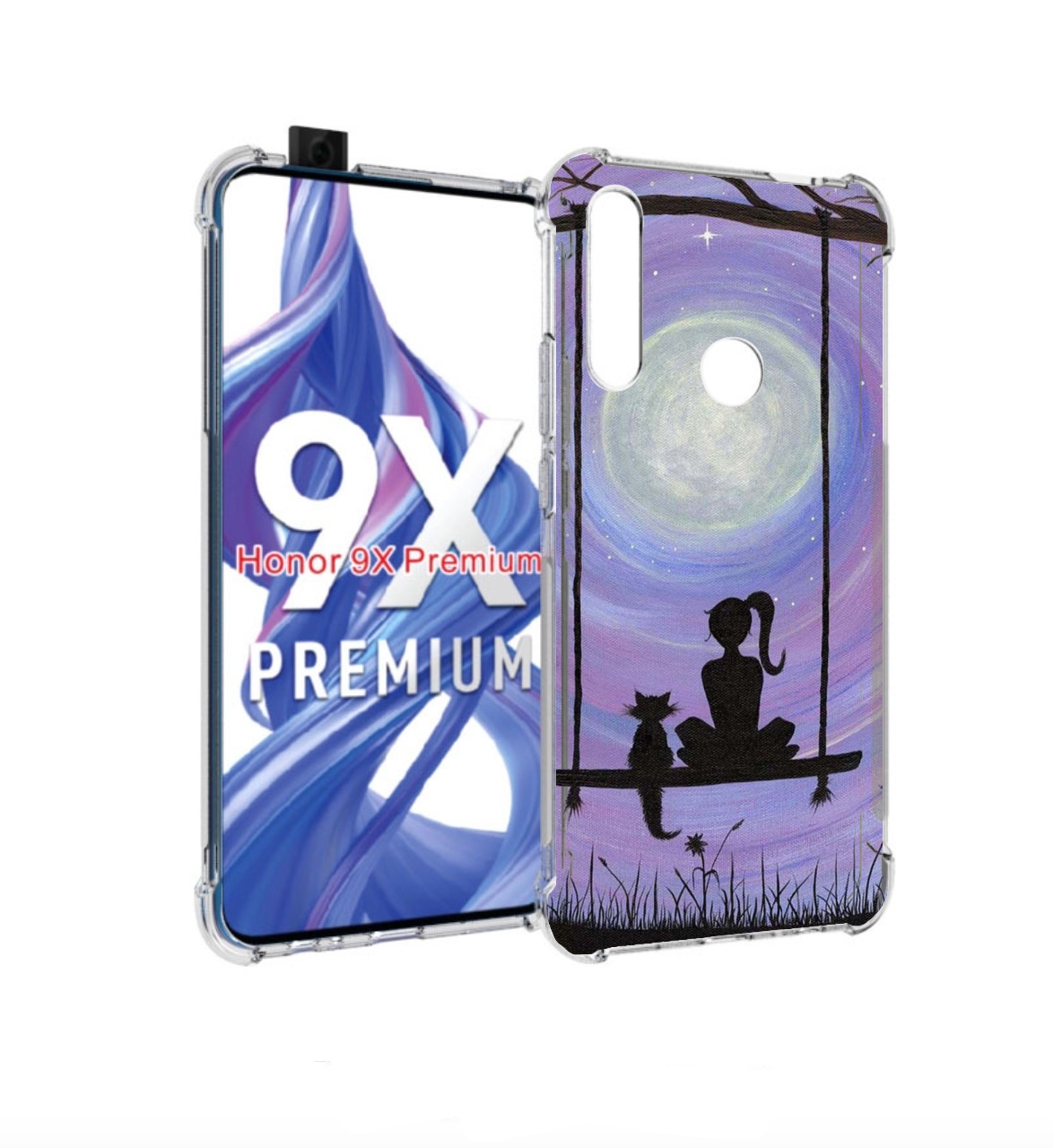 

Чехол бампер MyPads девушка с котом на качеле женский для Honor, Прозрачный, Tocco