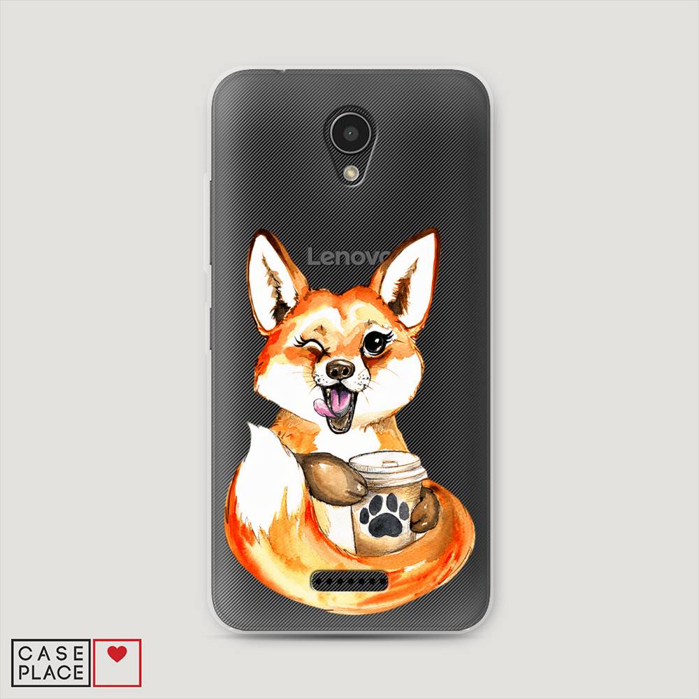 

Чехол на Lenovo Vibe B "Подмигивающая лиса с кофе", Оранжевый;белый;коричневый, 112450-4