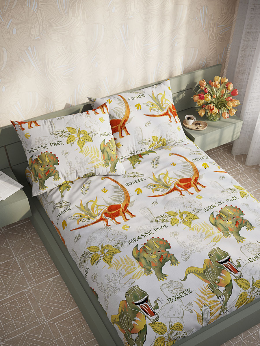 

Простынь на резинке Сказка Динозаврики 140х200 см, Бежевый