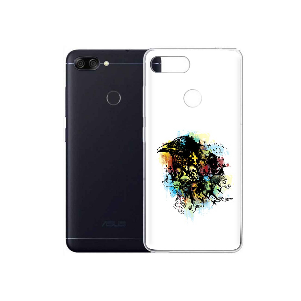 

Чехол MyPads Tocco для Asus ZenFone Max Plus M1 (ZB570TL) ворон и черепа, Прозрачный, Tocco