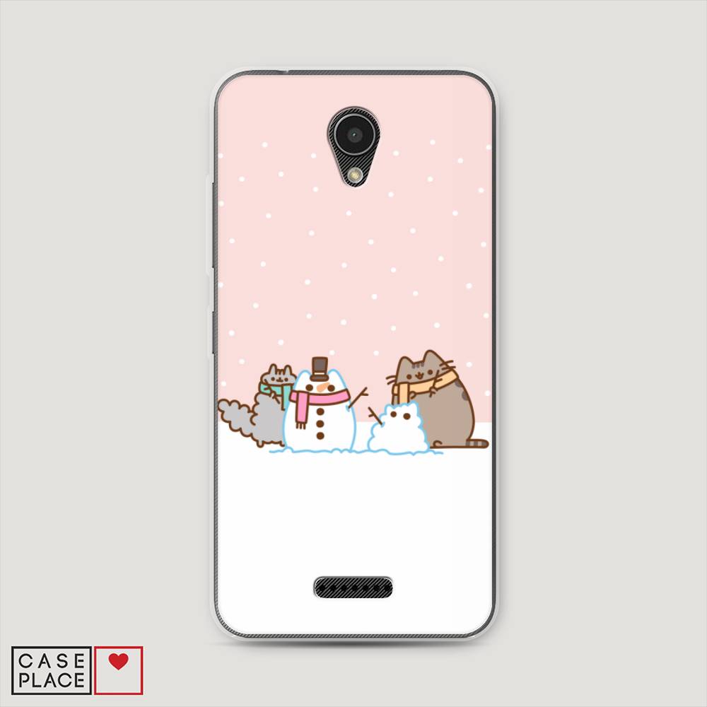 

Чехол на Lenovo Vibe B "Котики в снегу", Розовый;белый;серый, 112450-5