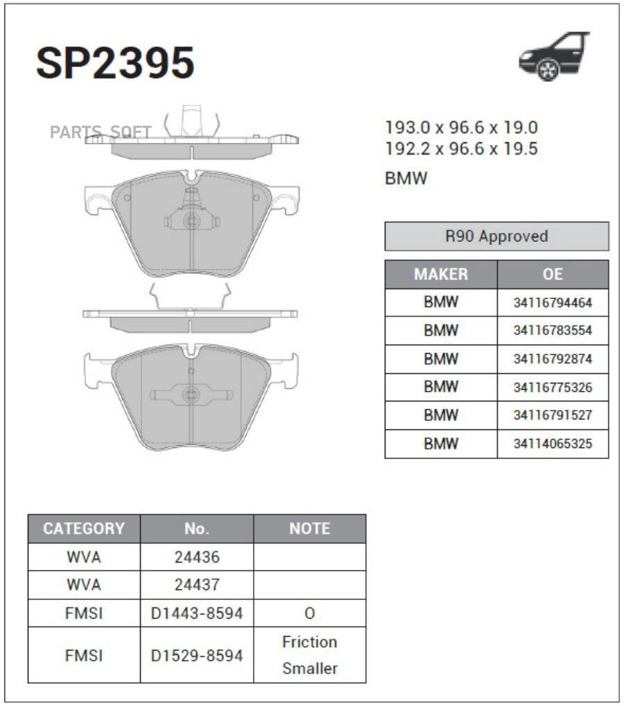 

Тормозные колодки Sangsin brake передние SP2395