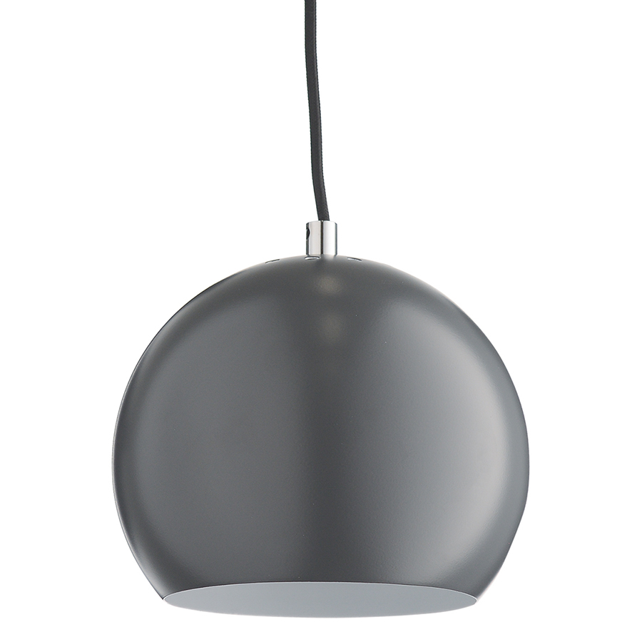 фото Лампа подвесная ball, темно-серая матовая, черный шнур frandsen