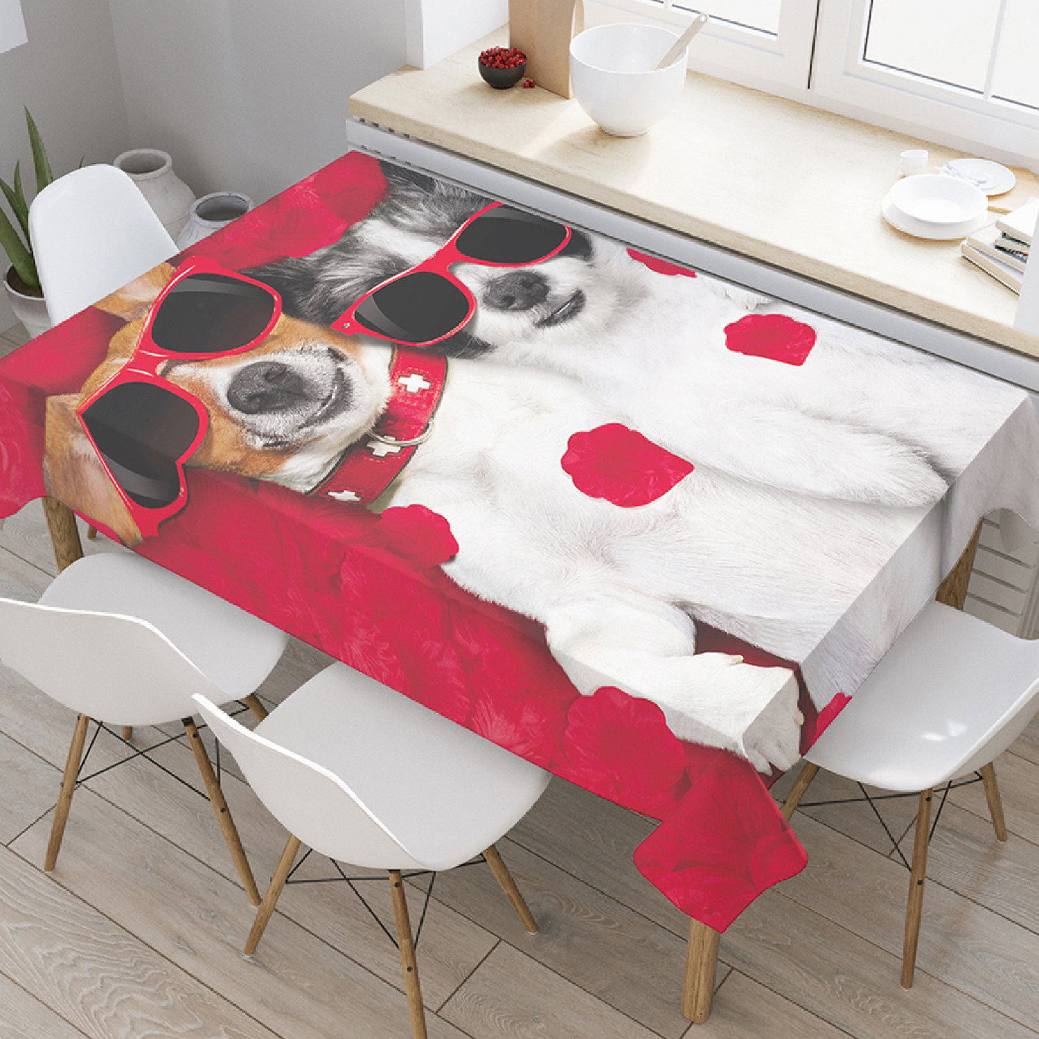 

Скатерть прямоугольная JoyArty "Сладка парочка песиков" из оксфорда, 180x145 см, Красный, Сладка парочка песиков