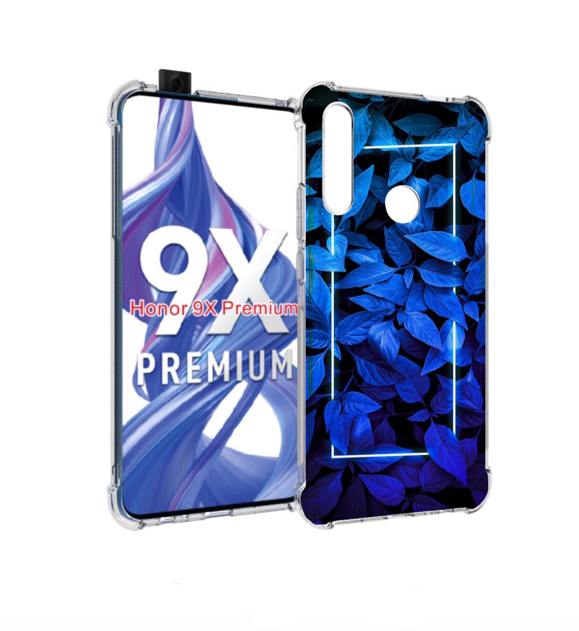 

Чехол бампер MyPads голубые цветочки неон для Honor 9X (STK-LX1), Прозрачный, Tocco
