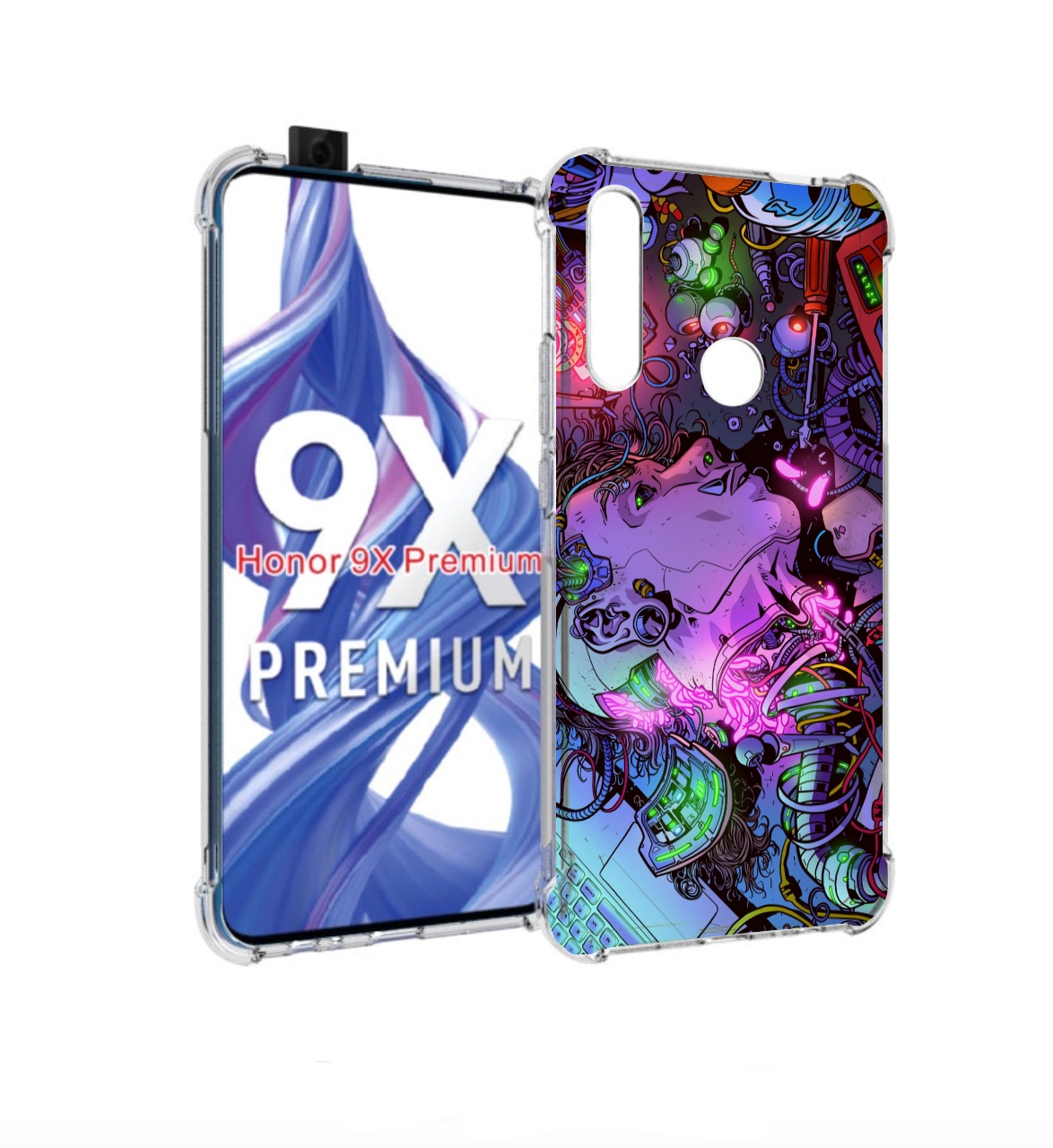 

Чехол бампер MyPads голова робота мультик для Honor 9X (STK-LX1), Прозрачный, Tocco