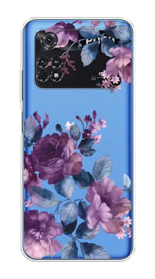 

Чехол на Xiaomi Poco M4 Pro 4G "Purple Blossoms", Синий;фиолетовый, 313050-1