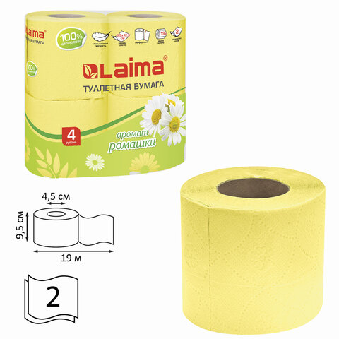 Бумага туалетная LAIMA 19 м 2-слойная 4 рулона 12 шт
