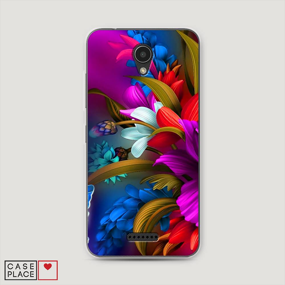 

Чехол на Lenovo Vibe B "Фантастические цветы", Фиолетовый;красный;синий, 112450-2