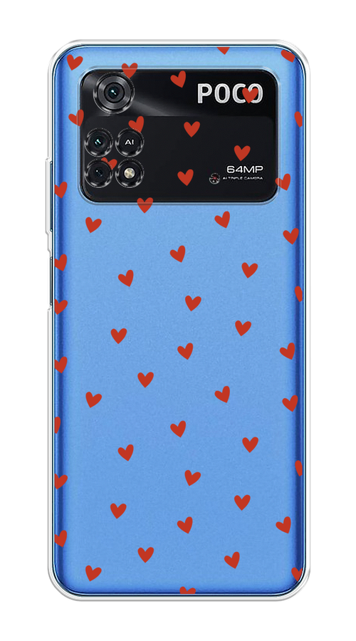 

Чехол на Xiaomi Poco M4 Pro 4G "Red hearts", Красный;прозрачный, 313050-1