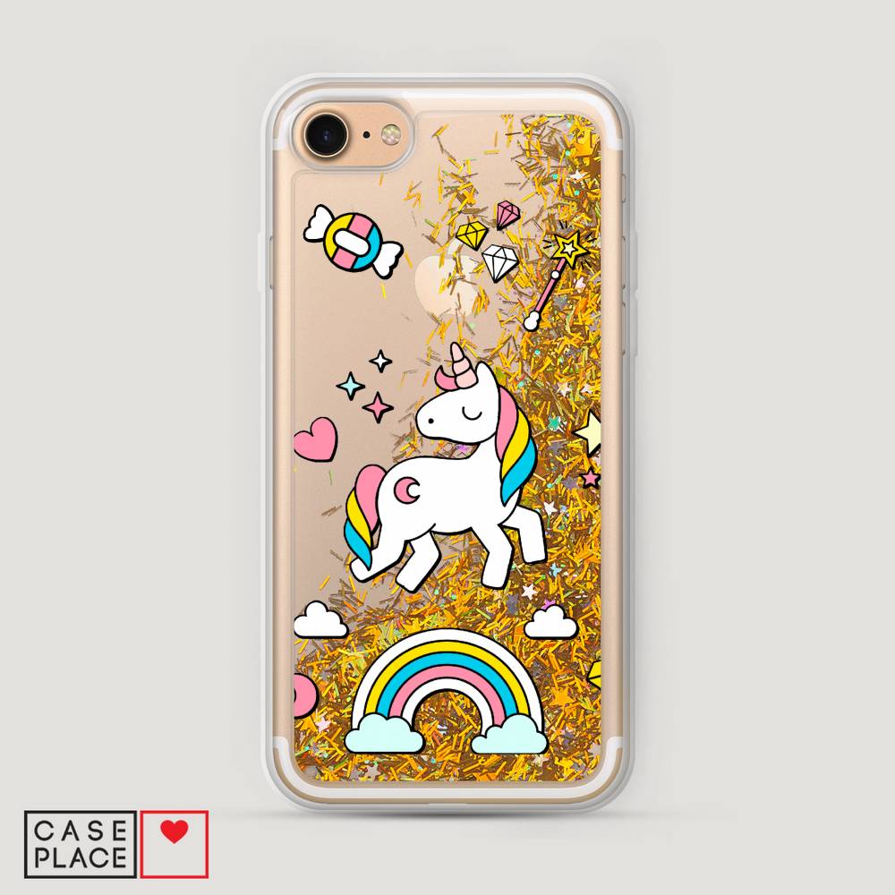 

Жидкий чехол с блестками "Принцесса единорог" на Apple iPhone 8, 10890-1