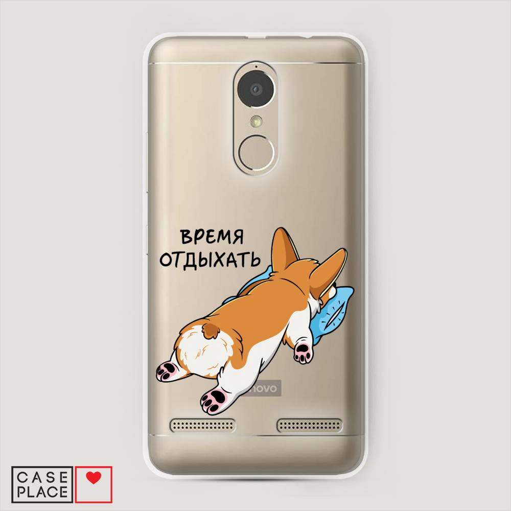 

Чехол на Lenovo K6 Power "Корги отдыхает", Черный;коричневый;голубой, 112350-1