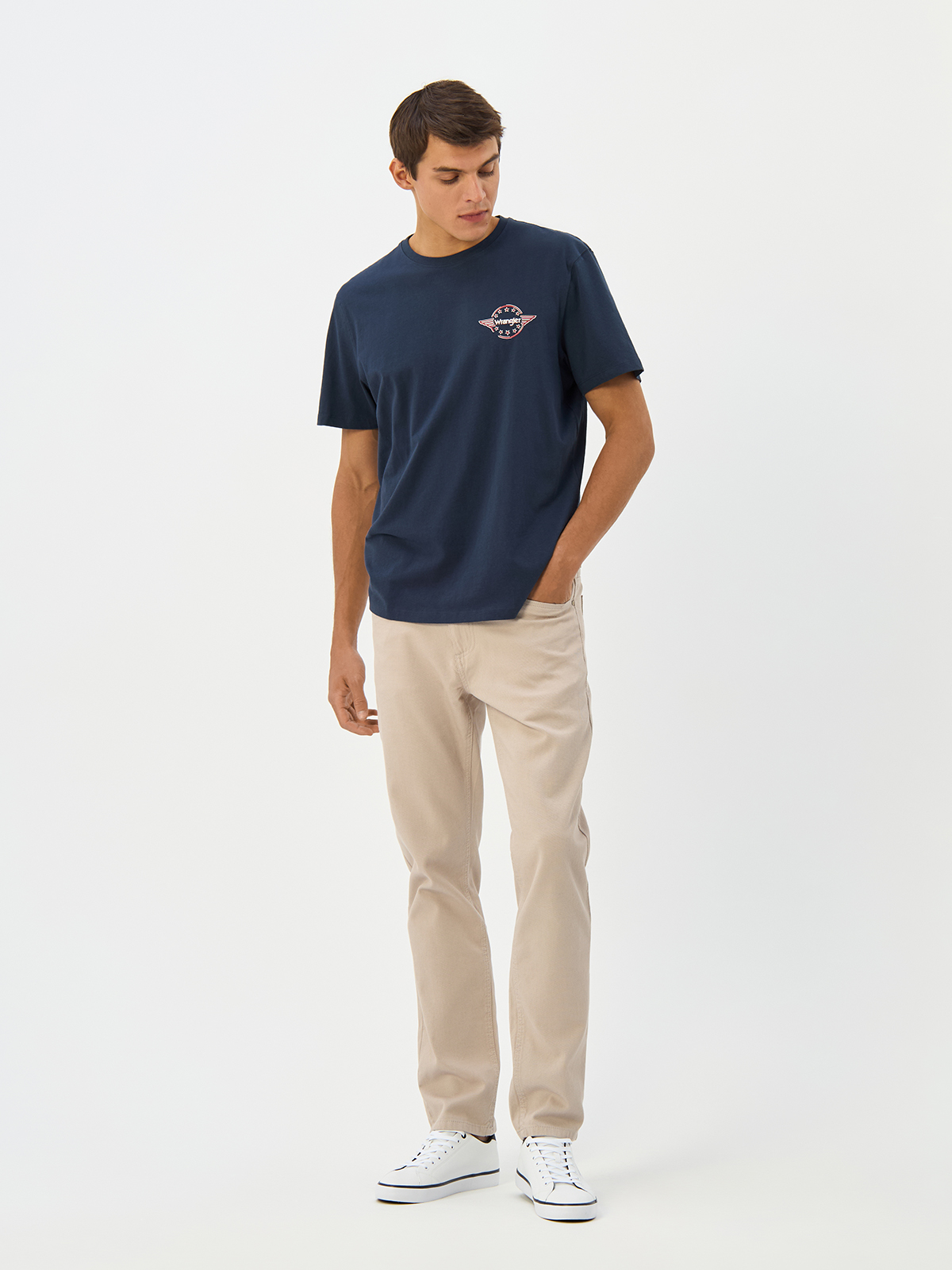 

Футболка мужская Wrangler 112339349 синяя M, Синий, 112339349