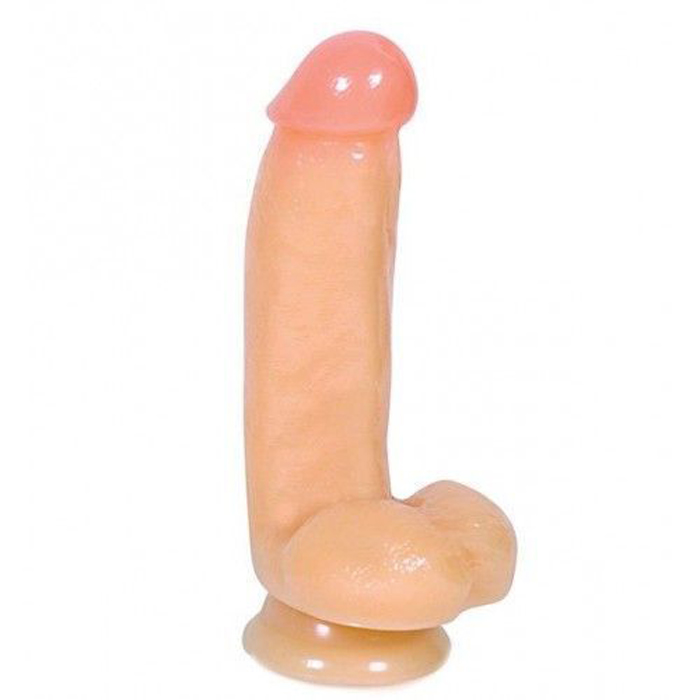 Телесный фаллоимитатор на присоске The Pizza Boy 17,8 см телесный