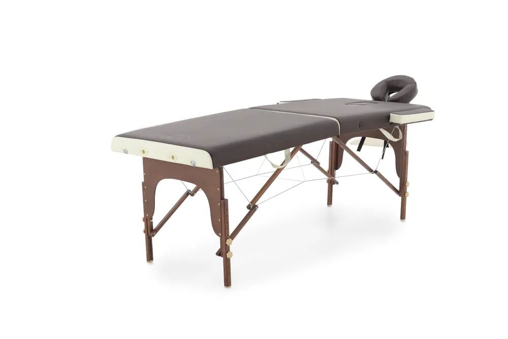 Массажный стол складной деревянный Med-Mos JF-AY01 2-х секционный (светлая рама) NEW (кори