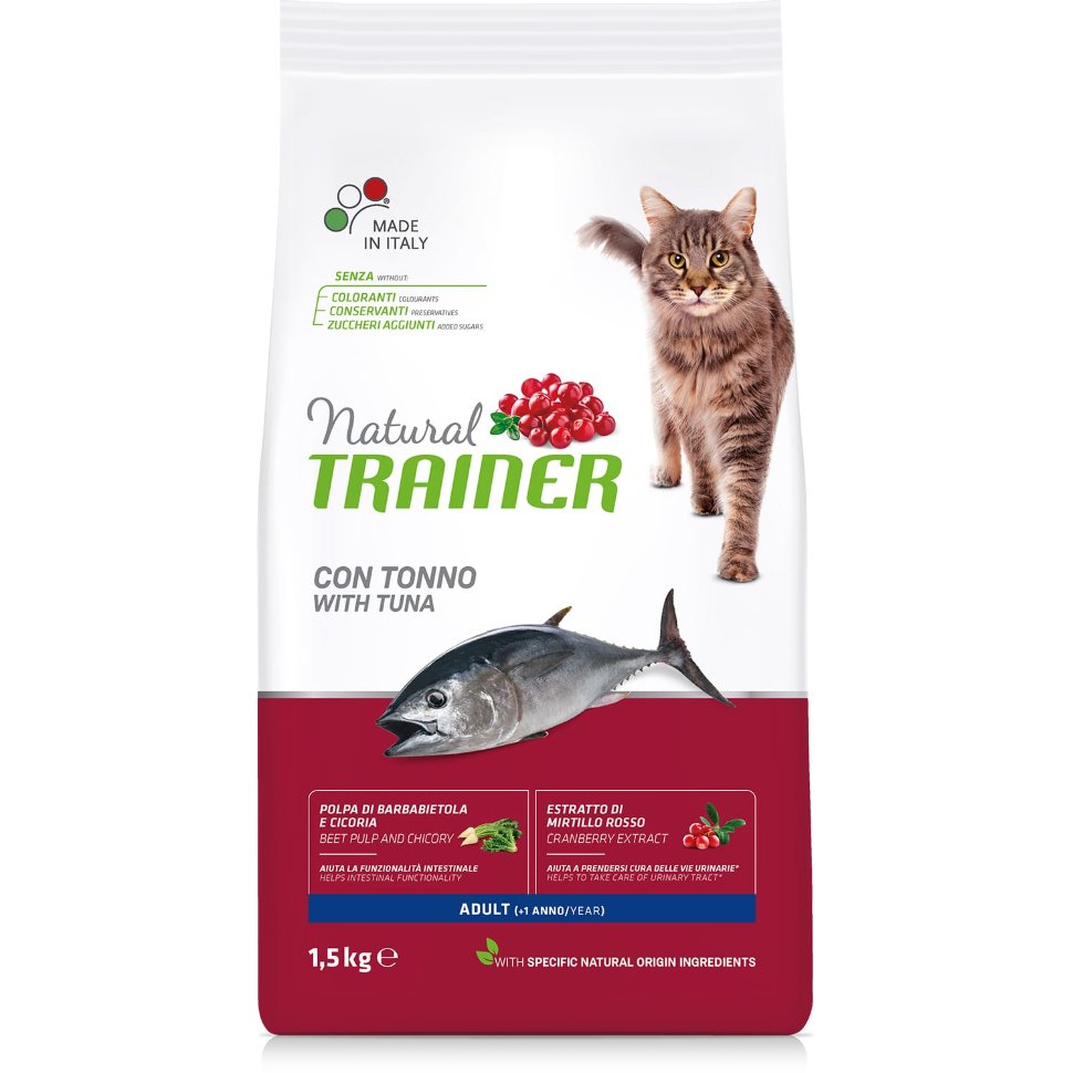 Сухой корм для кошек TRAINER Natural Adult, тунец, 1,5кг
