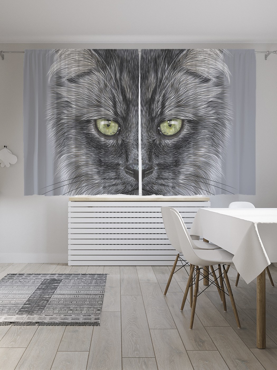 

Классические шторы JoyArty "Портрет пушистого кота", Oxford DeLux, 2 полотна 145x180 см, Портрет пушистого кота